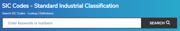 SIC Code Lookup Search Box